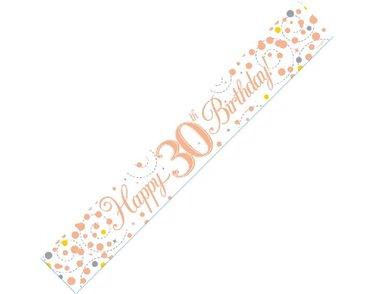 9FT WHITE & ROSE GOLD 30TH BANNER