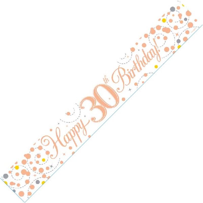 9FT WHITE & ROSE GOLD 30TH BANNER