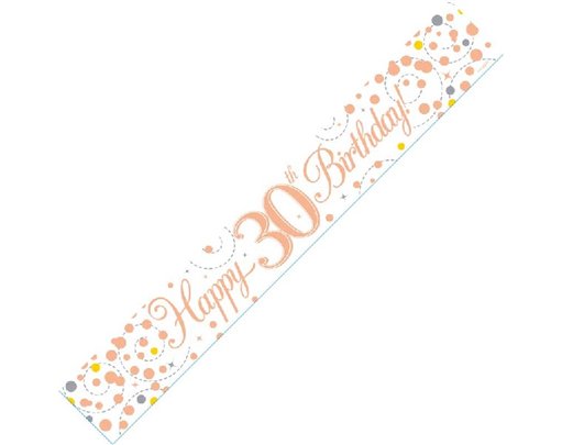9FT WHITE & ROSE GOLD 30TH BANNER