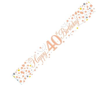 9FT WHITE & ROSE GOLD 40TH BANNER