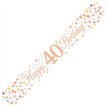 9FT WHITE & ROSE GOLD 40TH BANNER