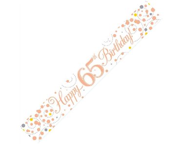 9FT WHITE & ROSE GOLD 65TH BANNER