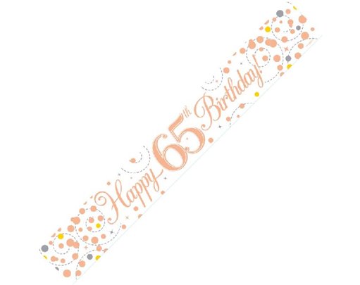 9FT WHITE & ROSE GOLD 65TH BANNER