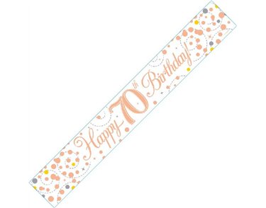 9FT WHITE & ROSE GOLD 70TH BANNER