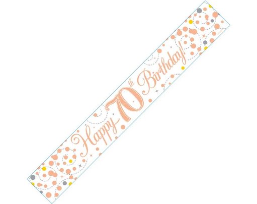 9FT WHITE & ROSE GOLD 70TH BANNER