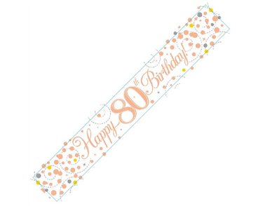 9FT WHITE & ROSE GOLD 80TH BANNER