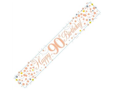 9FT WHITE & ROSE GOLD 90TH BANNER