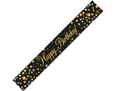 9FT BLACK & GOLD HAPPY B/DAY BANNER