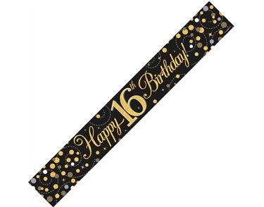 9FT BLACK & GOLD 16TH BANNER