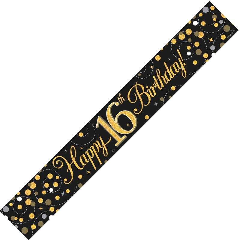 9FT BLACK & GOLD 16TH BANNER