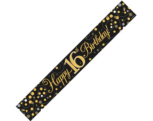 9FT BLACK & GOLD 16TH BANNER