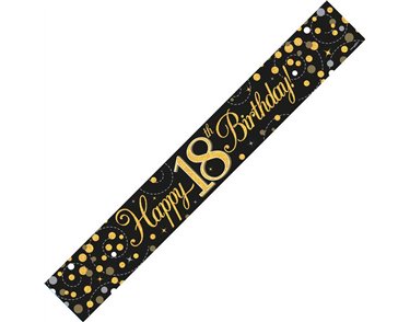 9FT BLACK & GOLD 18TH BANNER