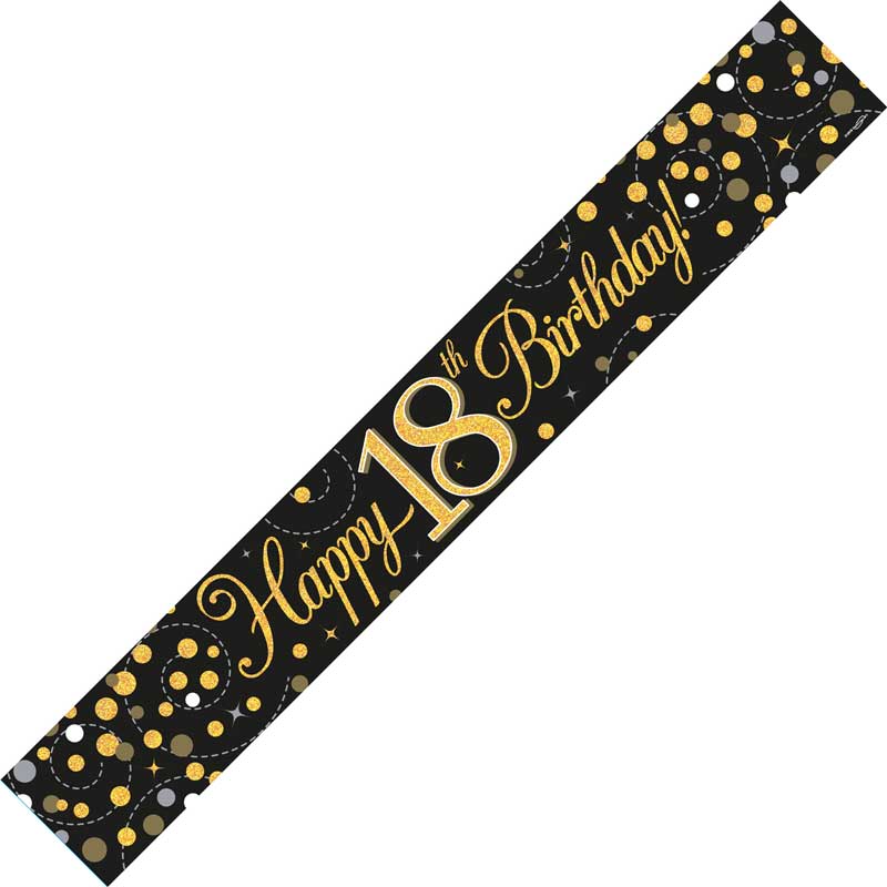 9FT BLACK & GOLD 18TH BANNER