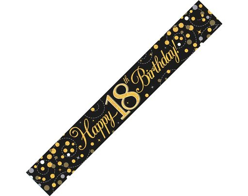 9FT BLACK & GOLD 18TH BANNER