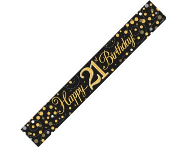 9FT BLACK & GOLD 21ST BANNER