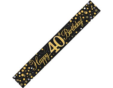 9FT BLACK & GOLD 40TH BANNER