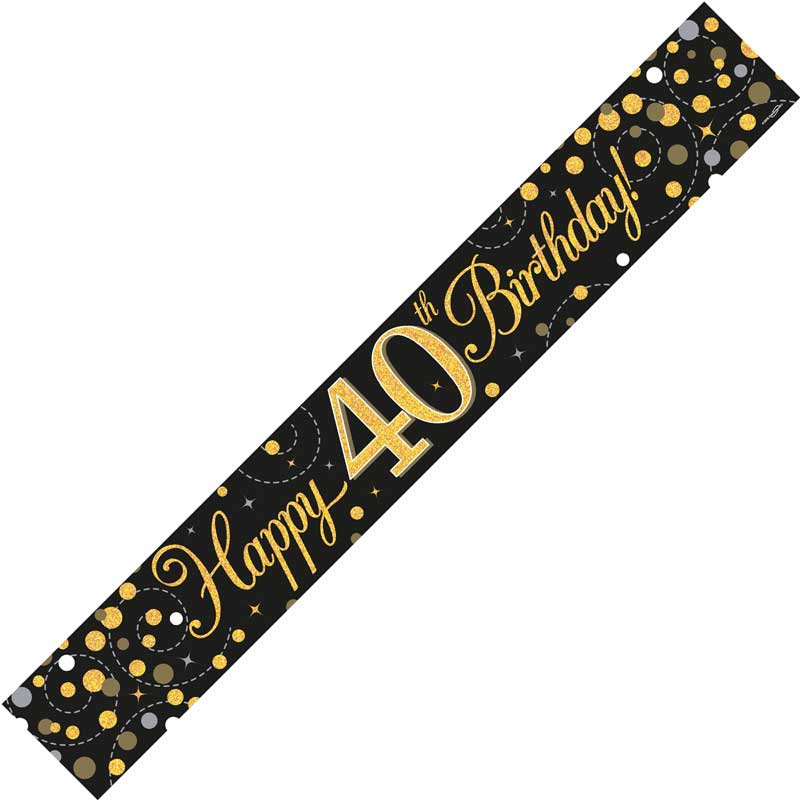 9FT BLACK & GOLD 40TH BANNER