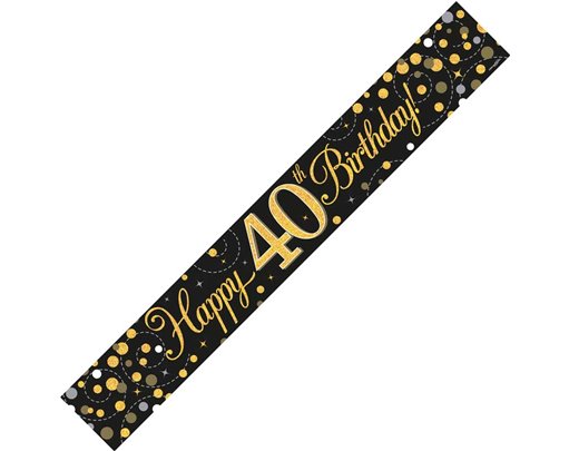 9FT BLACK & GOLD 40TH BANNER