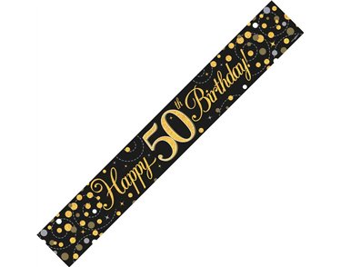 9FT BLACK & GOLD 50TH BANNER