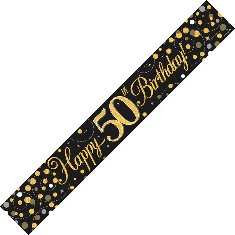 9FT BLACK & GOLD 50TH BANNER