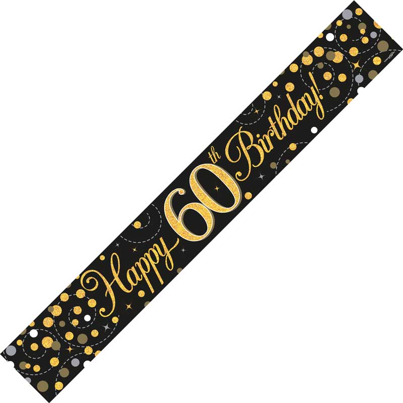 9FT BLACK & GOLD 60TH BANNER