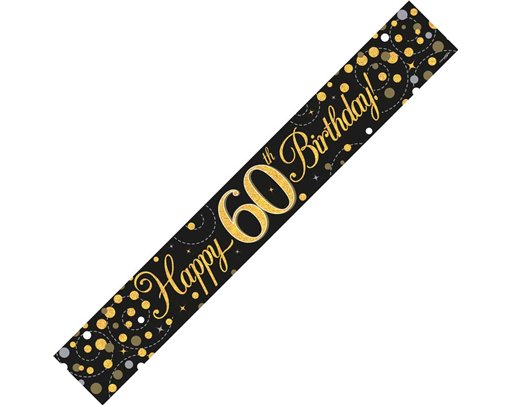 9FT BLACK & GOLD 60TH BANNER