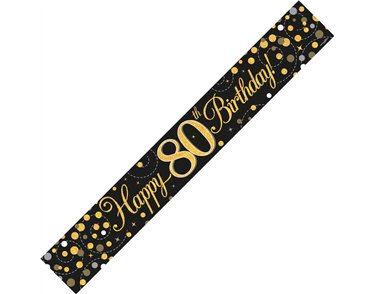 9FT BLACK & GOLD 80TH BANNER