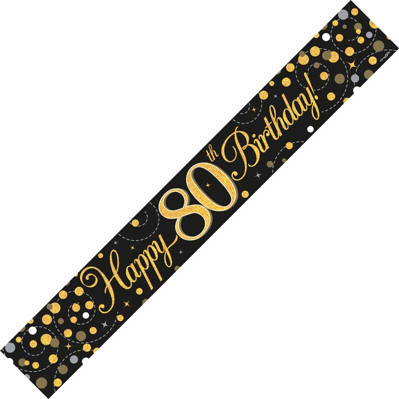 9FT BLACK & GOLD 80TH BANNER