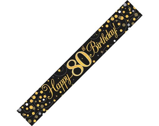 9FT BLACK & GOLD 80TH BANNER