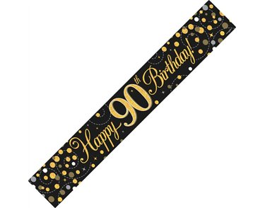 9FT BLACK & GOLD 90TH BANNER
