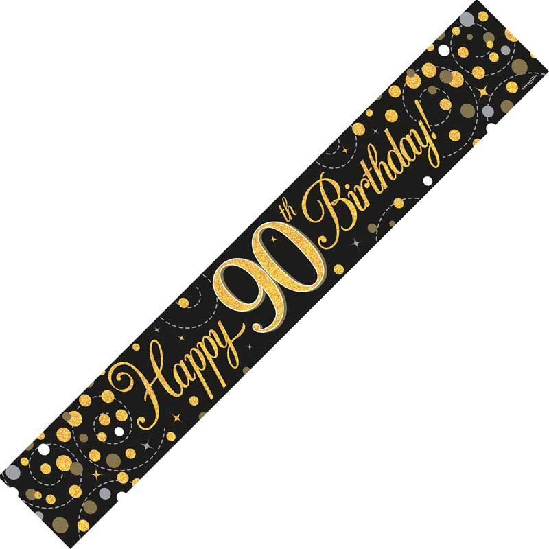 9FT BLACK & GOLD 90TH BANNER