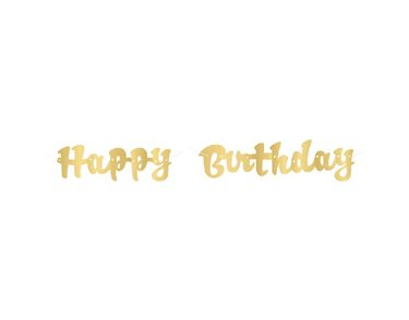 3.5ft GOLD SCRIPT HAPPY BIRTHDAY BANNER