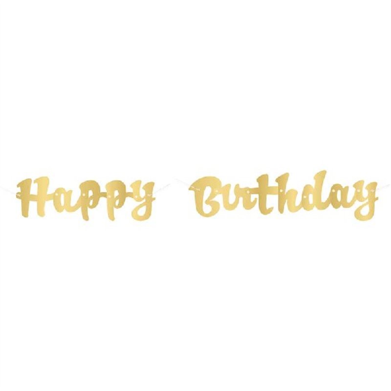 3.5ft GOLD SCRIPT HAPPY BIRTHDAY BANNER