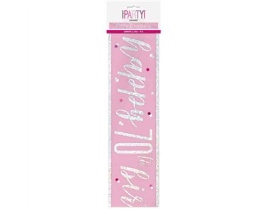 9ft GLITZ PINK 70TH BIRTHDAY BANNER