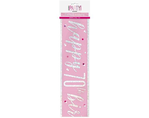 9ft GLITZ PINK 70TH BIRTHDAY BANNER