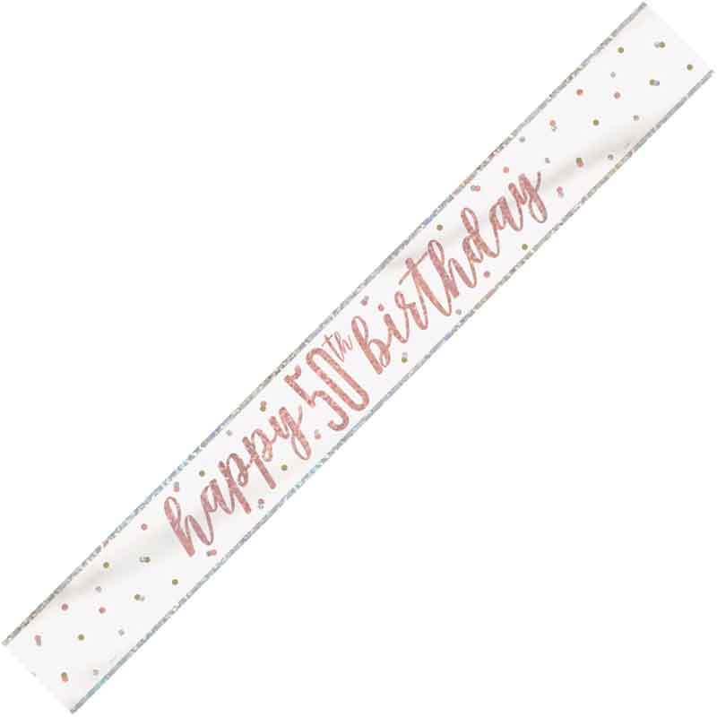 9ft GLITZ ROSE GOLD 50 BANNER