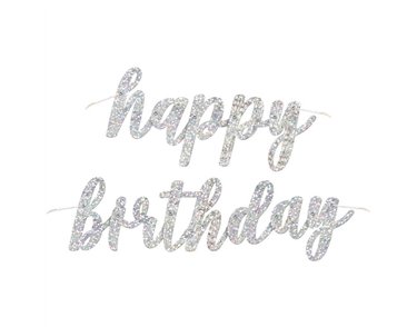 2PC GLITZ BLACK & SILVER BIRTHDAY JOINTED BANNER