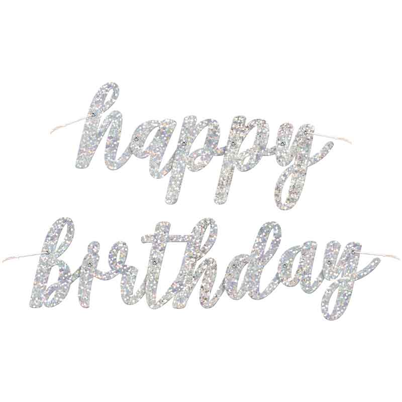 2PC GLITZ BLACK & SILVER BIRTHDAY JOINTED BANNER