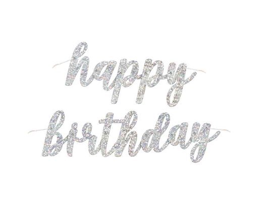 2PC GLITZ BLACK & SILVER BIRTHDAY JOINTED BANNER