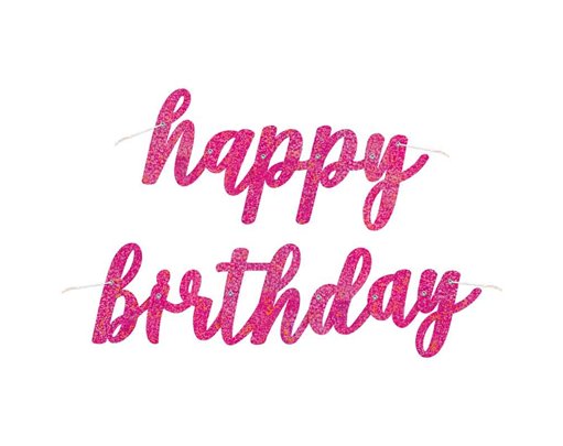 2pc GLITZ PINK BIRTHDAY JOINTED BANNER