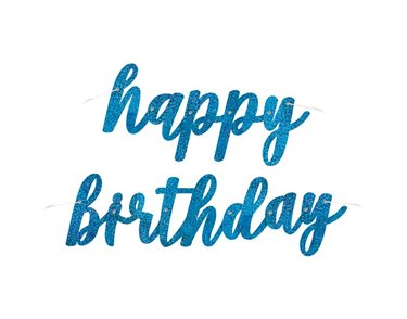 2pc GLITZ BLUE HAPPY BIRTHDAY JOINTED BANNER