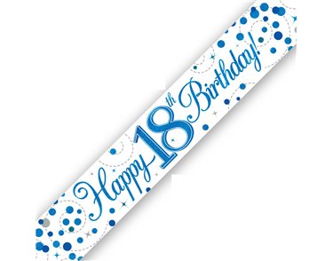 9FT 18TH BIRTHDAY BLUE SPARKLING FIZZ BANNER