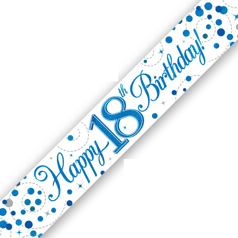 9FT 18TH BIRTHDAY BLUE SPARKLING FIZZ BANNER