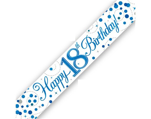 9FT 18TH BIRTHDAY BLUE SPARKLING FIZZ BANNER