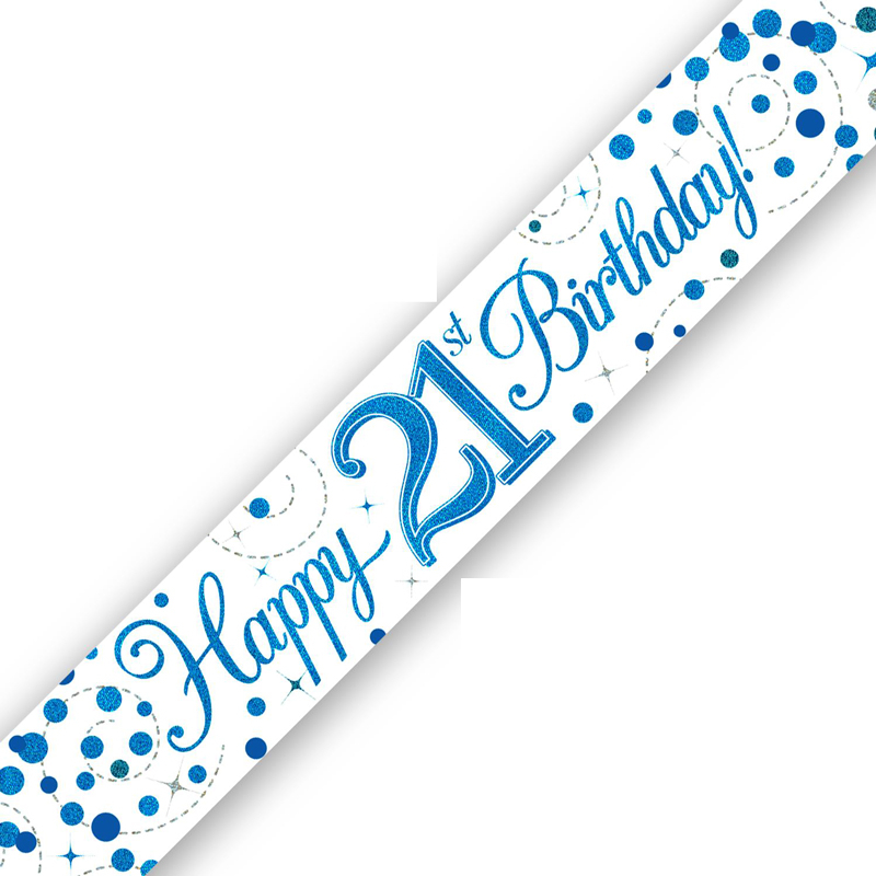 9FT 21ST BIRTHDAY BLUE SPARKLING FIZZ BANNER