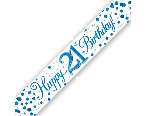 9FT 21ST BIRTHDAY BLUE SPARKLING FIZZ BANNER