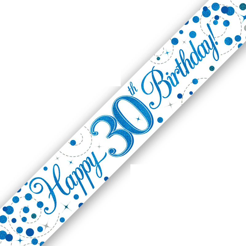 9FT 30TH BIRTHDAY BLUE SPARKLING FIZZ BANNER