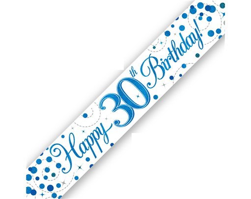 9FT 30TH BIRTHDAY BLUE SPARKLING FIZZ BANNER