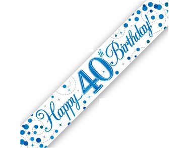9FT 40TH BIRTHDAY BLUE SPARKLING FIZZ BANNER