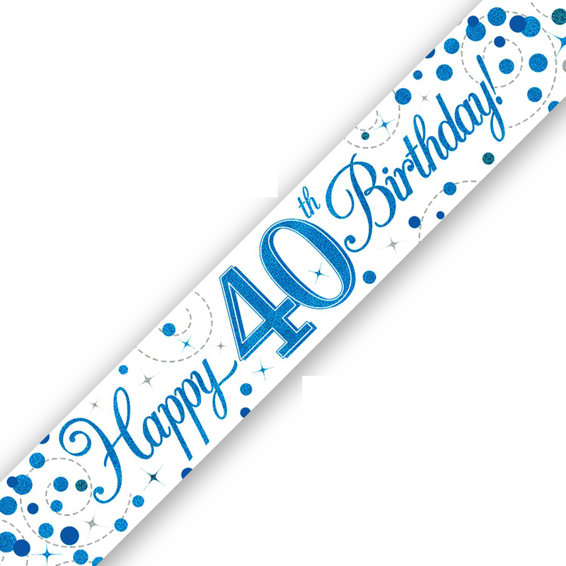 9FT 40TH BIRTHDAY BLUE SPARKLING FIZZ BANNER